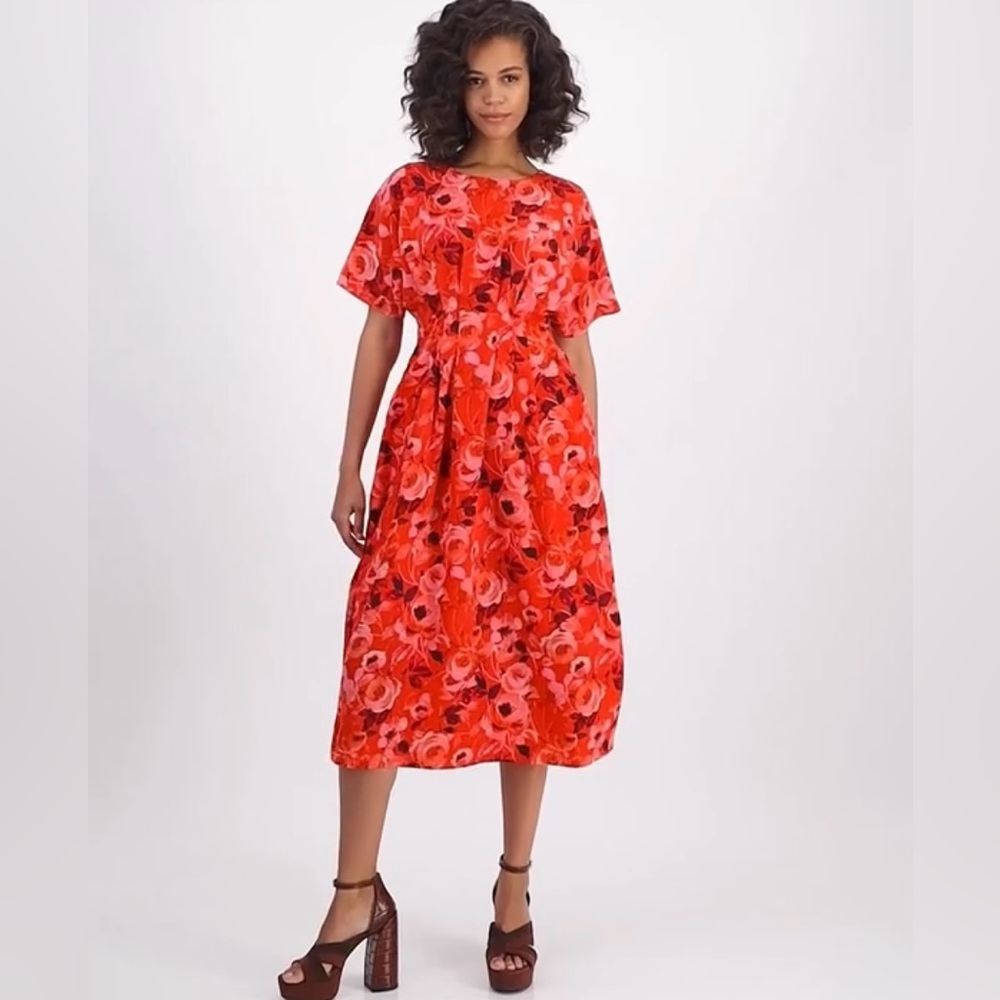 Kensie Women's Floral-Print Pintucked Fit & Flare Dress